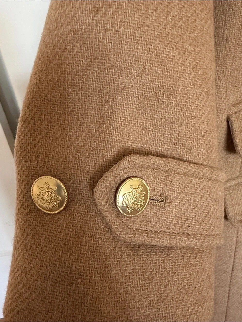 J. Crew Camel Wool Pea Coat with Stand Collar - Picture 3 of 6